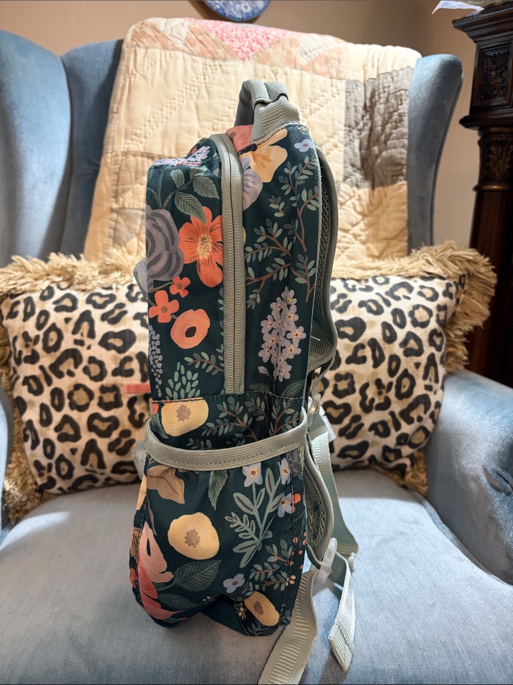 Pottery Barn Kids Rifle Paper Co. Kids Floral Backpack in Dark Teal and Peach - Picture 5 of 8